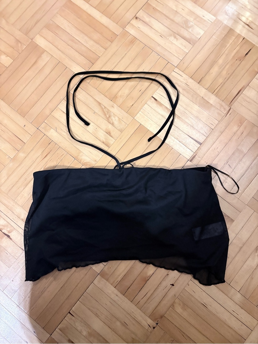 Garage Black Sheer Halter Crop